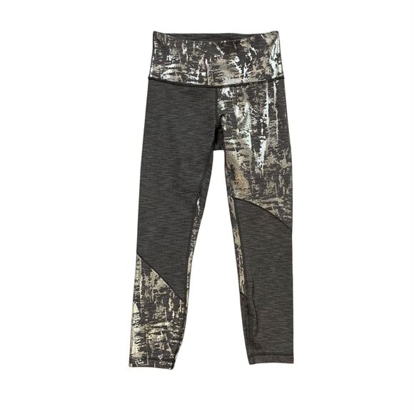 Lululemon Leggings Womens 6 Gray Wunder Under Fitted SE Foil Metallic Marble - Picture 1 of 10